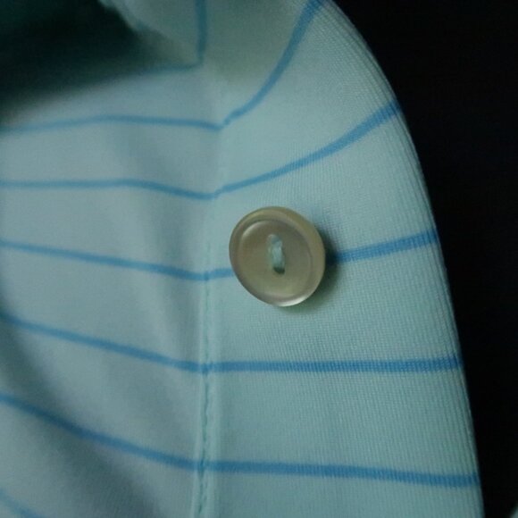 Peter Millar Summer Comfort Lt Blue Striped N Stretch Polo (M) ⛳️ - Picture 5 of 8